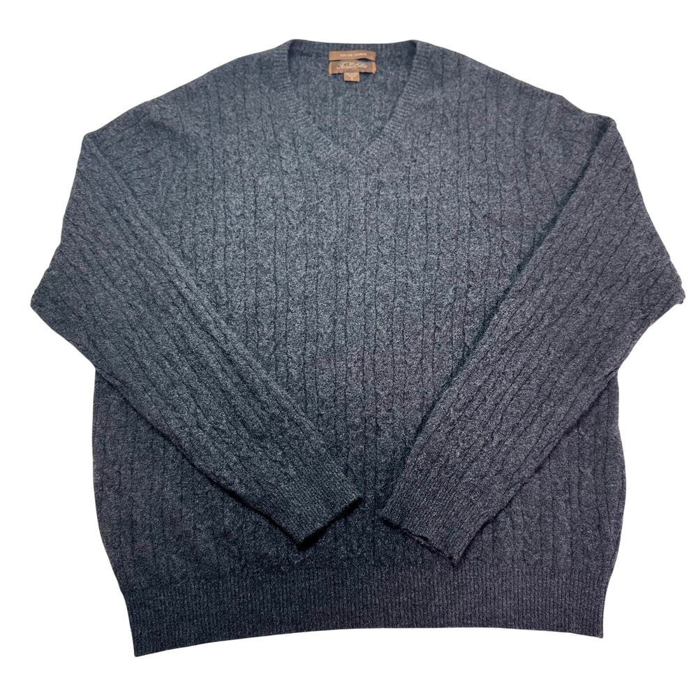 Tasso Elba Sweater XL Gray Fine 100% Cashmere Knit Pullover Casual